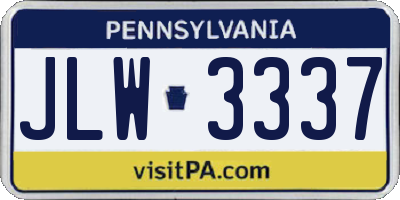 PA license plate JLW3337