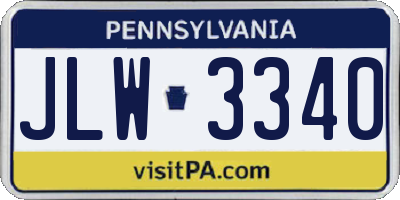PA license plate JLW3340