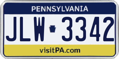 PA license plate JLW3342
