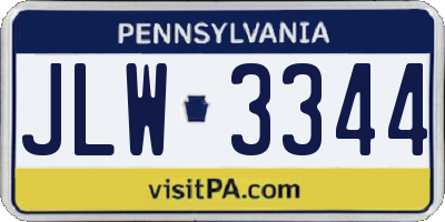 PA license plate JLW3344