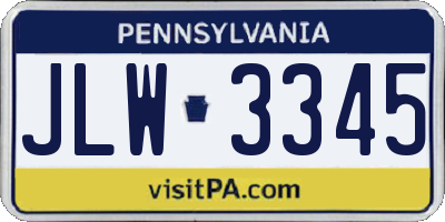PA license plate JLW3345
