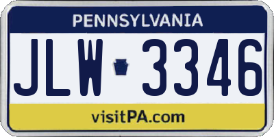 PA license plate JLW3346