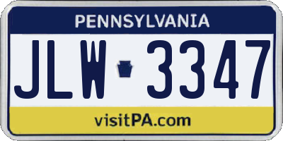 PA license plate JLW3347