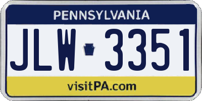 PA license plate JLW3351