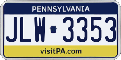 PA license plate JLW3353