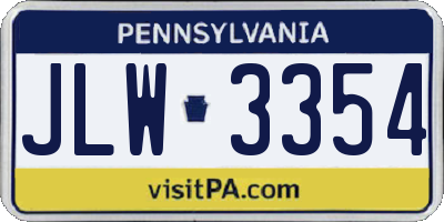 PA license plate JLW3354