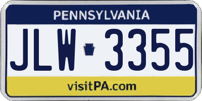 PA license plate JLW3355