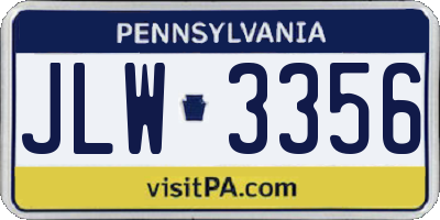 PA license plate JLW3356
