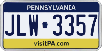 PA license plate JLW3357