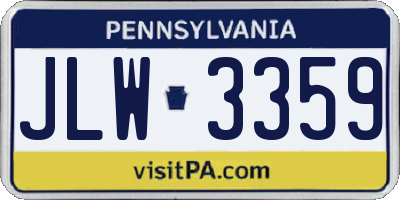 PA license plate JLW3359