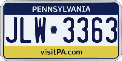 PA license plate JLW3363