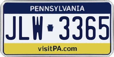 PA license plate JLW3365