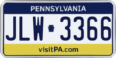 PA license plate JLW3366