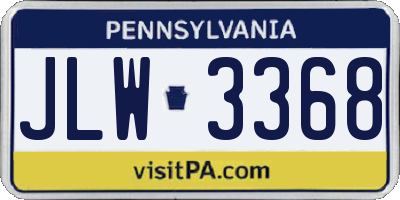 PA license plate JLW3368