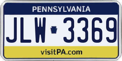 PA license plate JLW3369