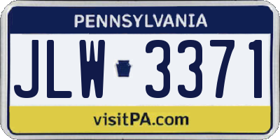 PA license plate JLW3371