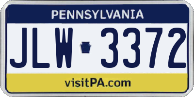 PA license plate JLW3372