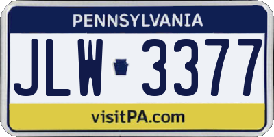 PA license plate JLW3377