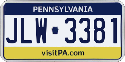 PA license plate JLW3381