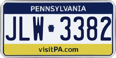 PA license plate JLW3382