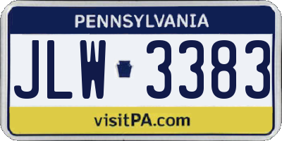 PA license plate JLW3383
