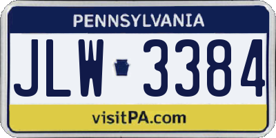 PA license plate JLW3384