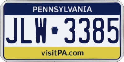 PA license plate JLW3385