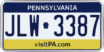 PA license plate JLW3387