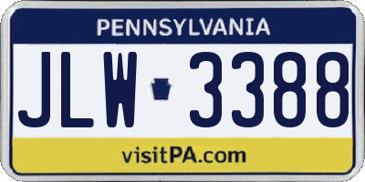 PA license plate JLW3388