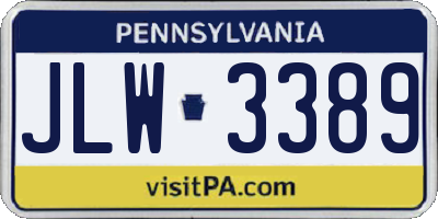 PA license plate JLW3389