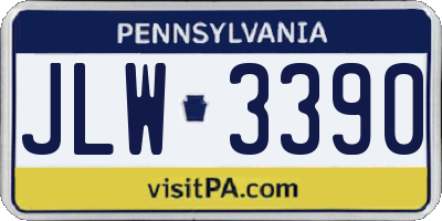 PA license plate JLW3390