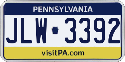 PA license plate JLW3392