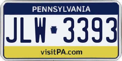 PA license plate JLW3393