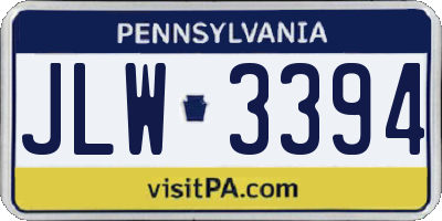 PA license plate JLW3394