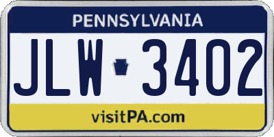 PA license plate JLW3402