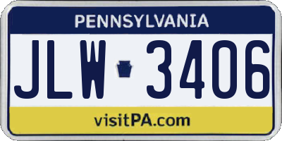 PA license plate JLW3406
