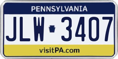 PA license plate JLW3407