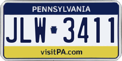 PA license plate JLW3411