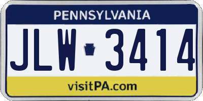 PA license plate JLW3414