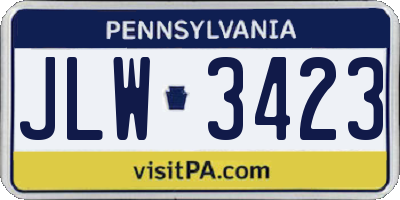 PA license plate JLW3423
