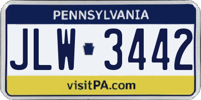 PA license plate JLW3442