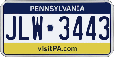 PA license plate JLW3443