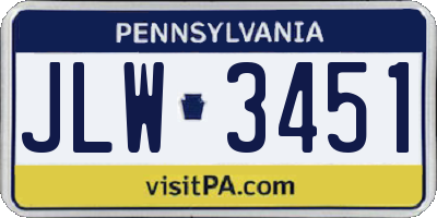 PA license plate JLW3451