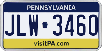 PA license plate JLW3460