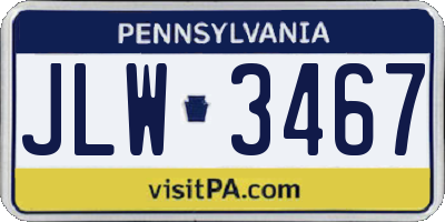 PA license plate JLW3467