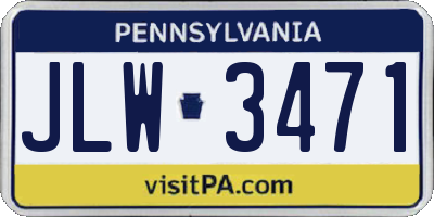 PA license plate JLW3471