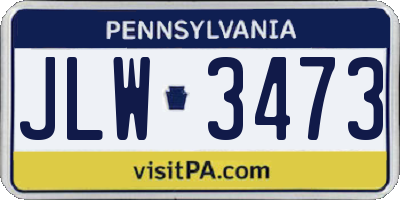 PA license plate JLW3473