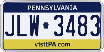 PA license plate JLW3483