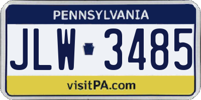 PA license plate JLW3485