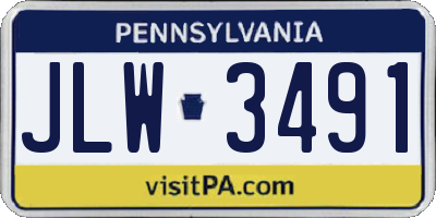 PA license plate JLW3491